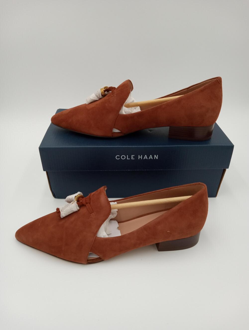 Cole Haan Vanya Tassel Flats Shoes Womens Brown Suede Loafers W31436 Size 7.5